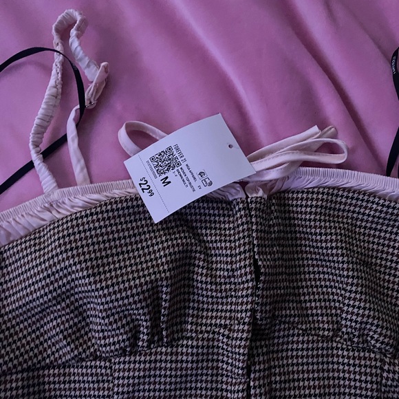 Forever 21 Black and White Houndstooth Crop Top corset - Picture 2 of 4